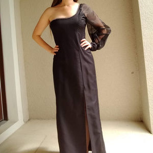 Vintage Handmade Black One Shoulder Dress